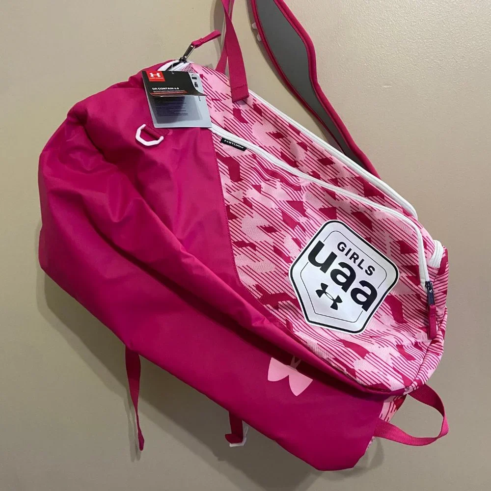Under Armour UA UAA Grils Contain 4.0 Backpack Duffle Bag Pink Basketball EYBL